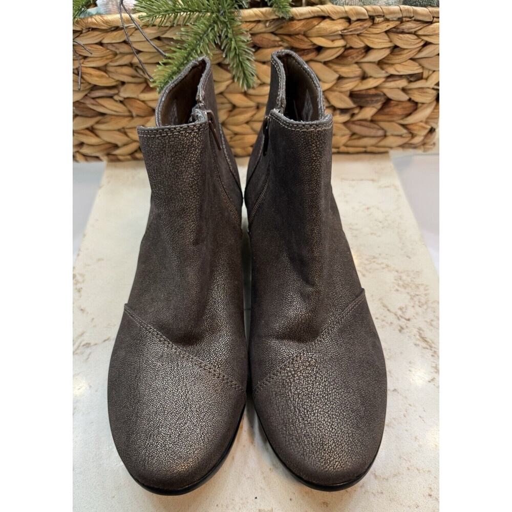 Clarks Caddell Tropic Wedge Ankle Boots Womens 10M Bronze Cloud Steppers Preown